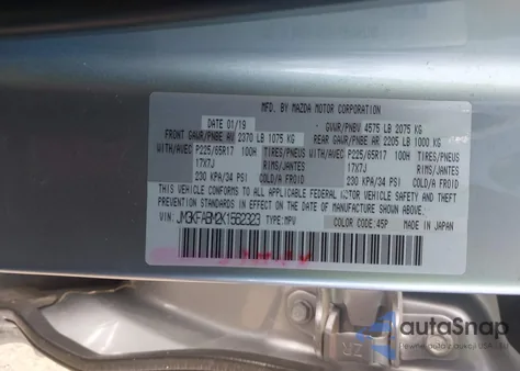 2019 Mazda Cx-5 Sport z USA, uszkodzony, nr VIN JM3KFABM2K1562323